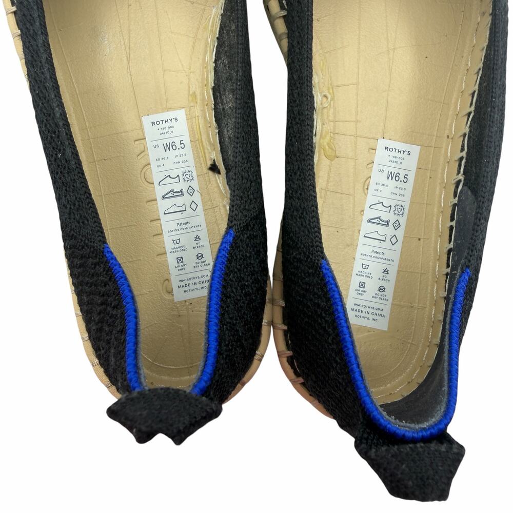 Rothy’s The Espadrille Flat in Black Boardwalk Knit Size 6.5 Jute‎ Sole Slip On - Picture 9 of 15